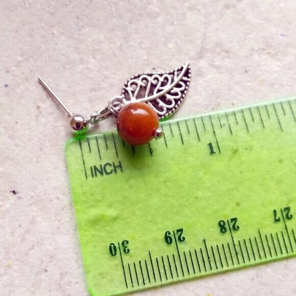 🎁☃️❄️ $10 Stocking Stuffers!!! Carnelian Leaf Earrings! Short + Lightweight! - Picture 7 of 8